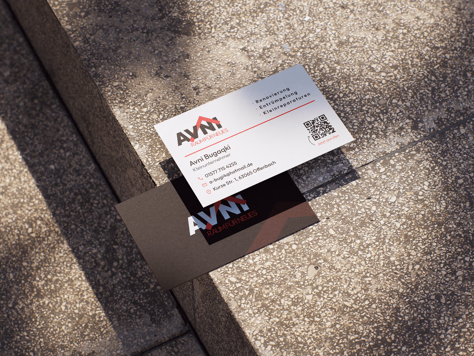 Visitenkarten-Design für AVNI Raum für Neues